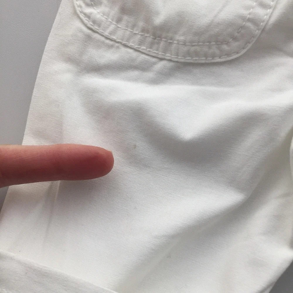 CHEROKEE Baby Girl White PANTS 12 M Roll Up Cropped or Long Button Cargo Cotton